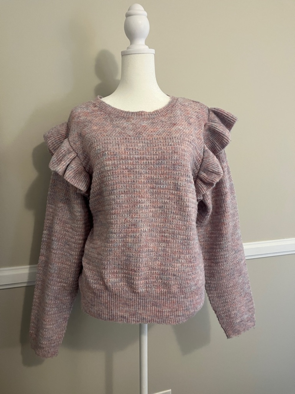 Soft Pink Ruffle-Shoulder Sweater - LC Lauren Conrad